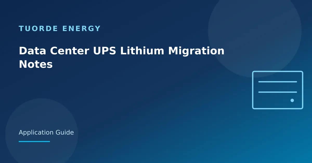 Data Center UPS Lithium Migration Notes Tuorde lithium battery article cover Data Center UPS Lithium Migration Notes Tuorde lithium battery article cover