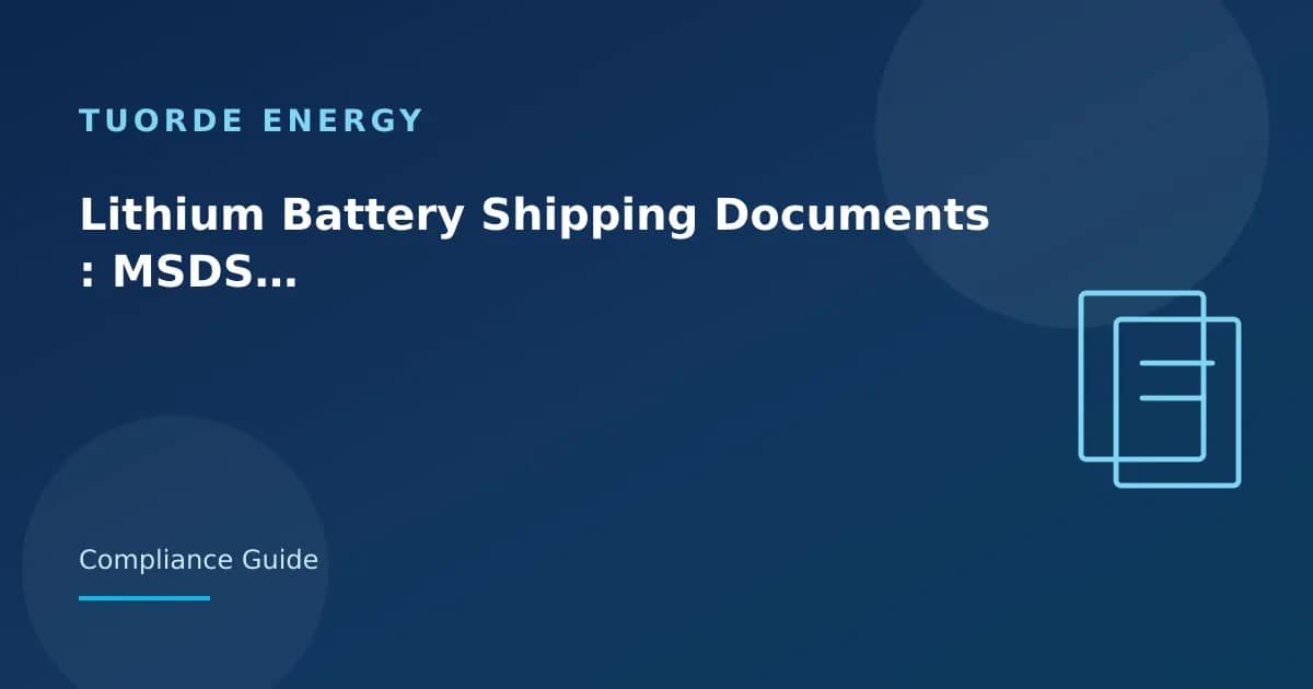 Lithium Battery Shipping Documents: MSDS, UN38.3 and Packing Lists Tuorde lithium battery article cover Lithium Battery Shipping Documents: MSDS, UN38.3 and Packing Lists Tuorde lithium battery article cover